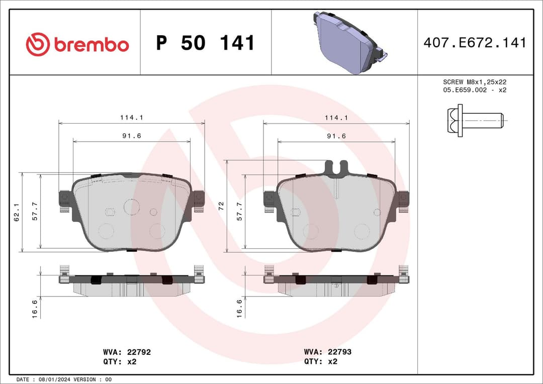 set placute frana,frana disc BREMBO PRIME LINE P 50 141