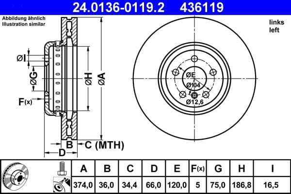 Disc frana ATE 24.0136-0119.2
