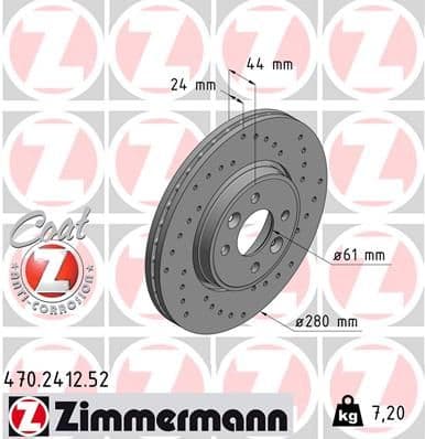 Disc frana ZIMMERMANN 470.2412.52