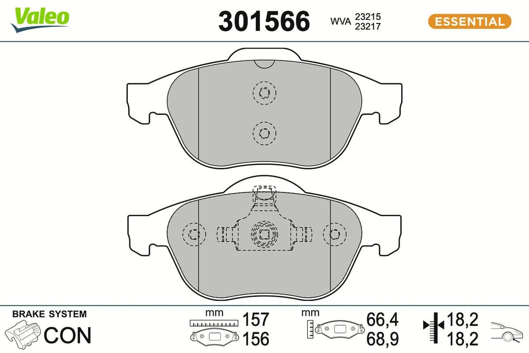 set placute frana,frana disc VALEO ESSENTIAL 301566