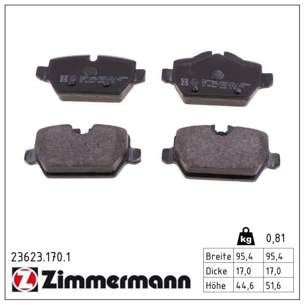 set placute frana,frana disc ZIMMERMANN 23623.170.1