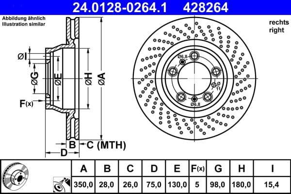 Disc frana ATE 24.0128-0264.1