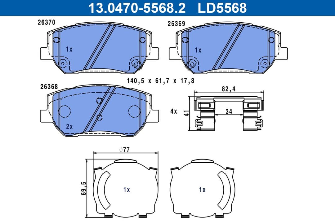 set placute frana,frana disc ATE 13.0470-5568.2