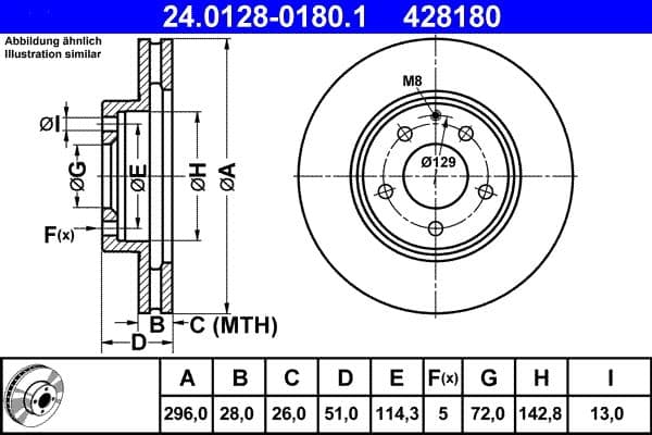 Disc frana ATE 24.0128-0180.1