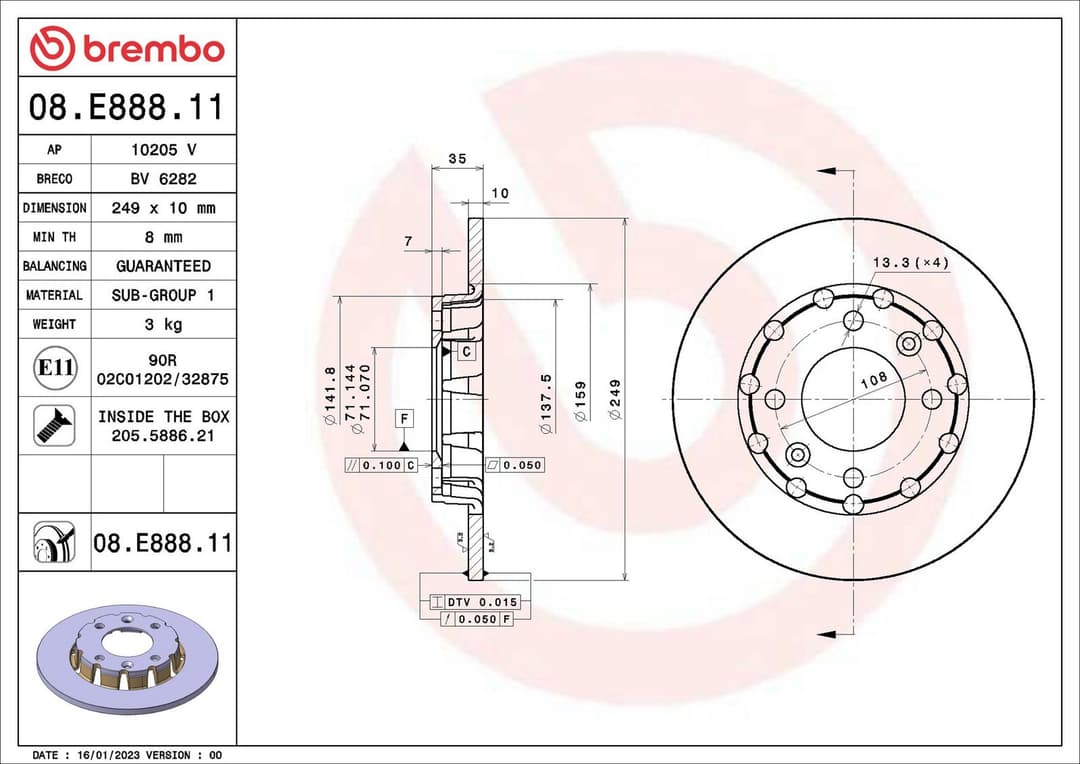 Disc frana BREMBO 08.E888.11