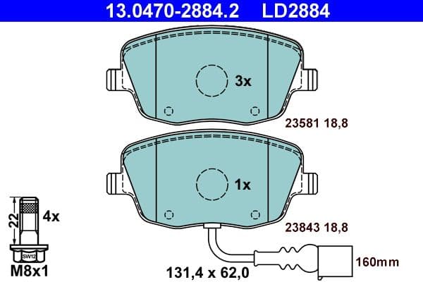 set placute frana,frana disc ATE Ceramic 13.0470-2884.2