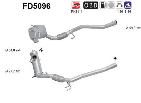 Filtru funingine/particule, sist.de esapament AS FD5096
