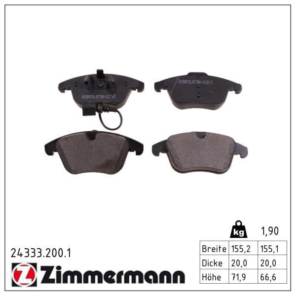 set placute frana,frana disc ZIMMERMANN 24333.200.1