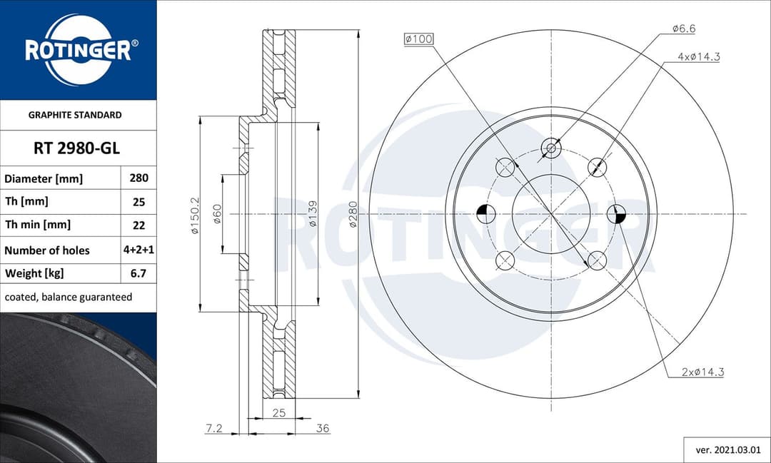 Disc frana ROTINGER RT 2980-GL