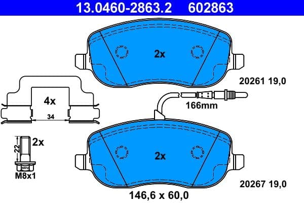 set placute frana,frana disc ATE 13.0460-2863.2