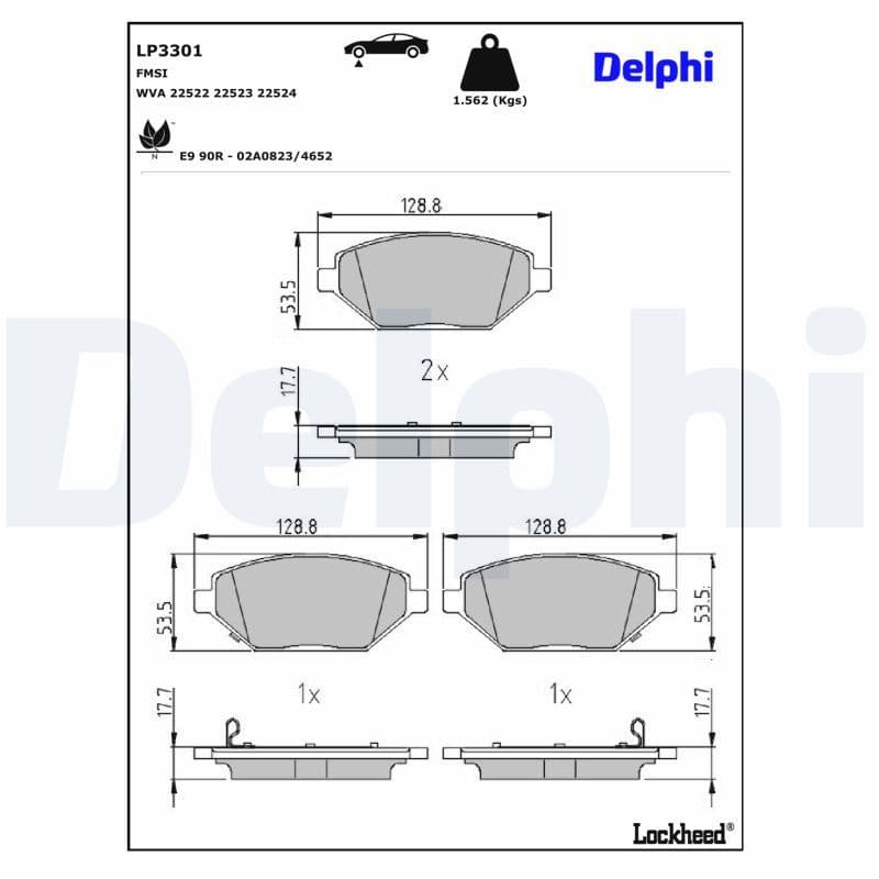 set placute frana,frana disc DELPHI LP3301