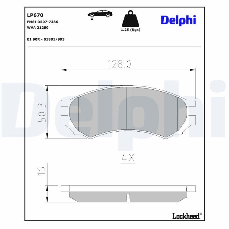 set placute frana,frana disc DELPHI LP670