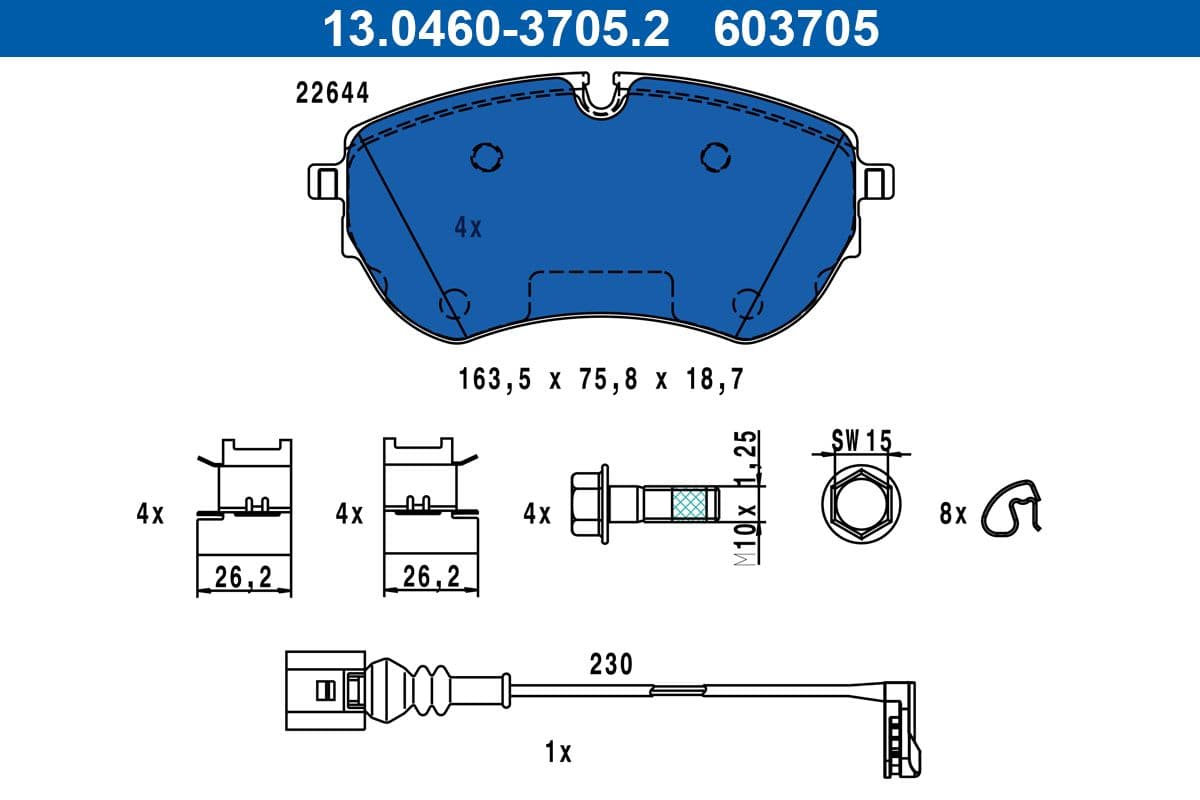set placute frana,frana disc ATE 13.0460-3705.2