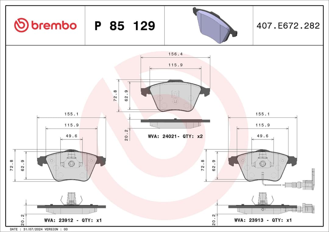 set placute frana,frana disc BREMBO PRIME LINE P 85 129