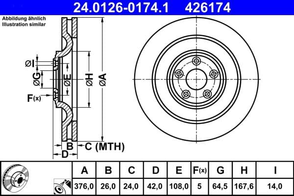 Disc frana ATE 24.0126-0174.1
