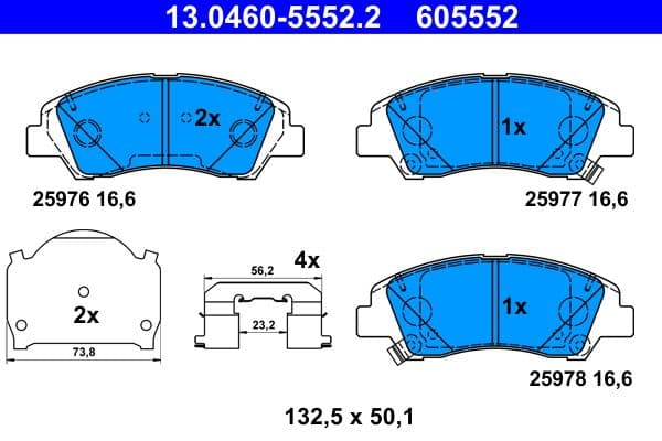 set placute frana,frana disc ATE 13.0460-5552.2