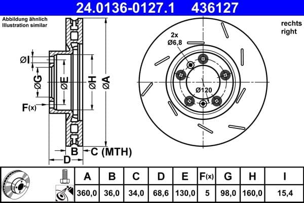 Disc frana ATE 24.0136-0127.1