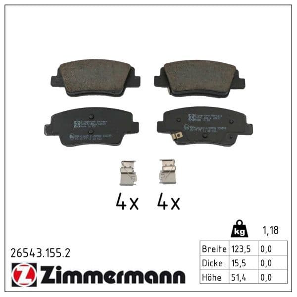 set placute frana,frana disc ZIMMERMANN 26543.155.2