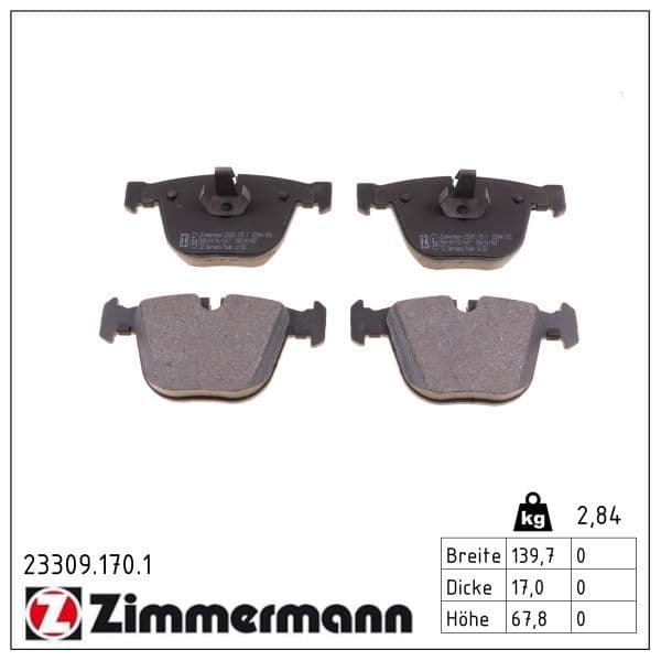 set placute frana,frana disc ZIMMERMANN 23309.170.1