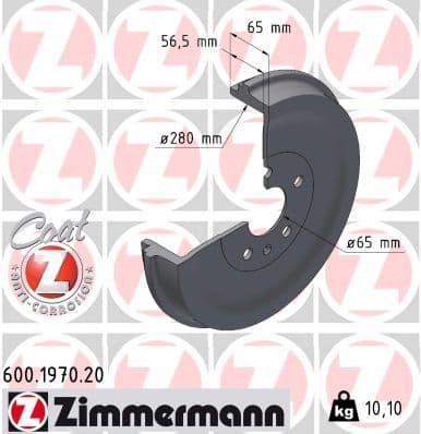 Tambur frana ZIMMERMANN 600.1970.20