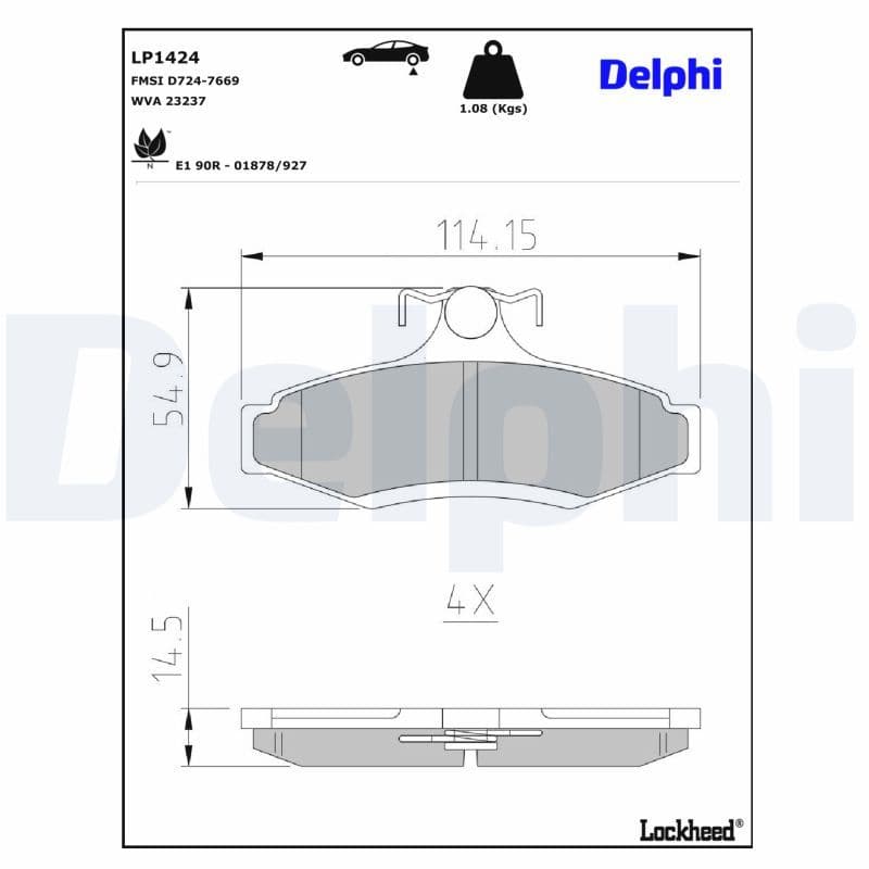 set placute frana,frana disc DELPHI LP1424