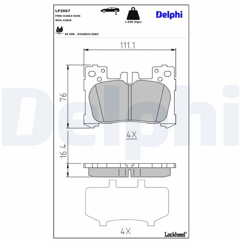 set placute frana,frana disc DELPHI LP3967