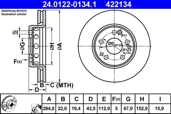 Disc frana ATE 24.0122-0134.1