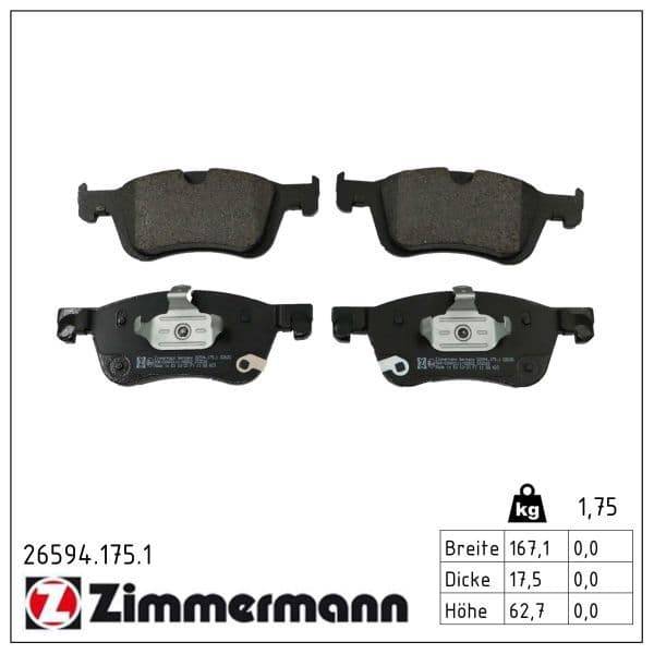set placute frana,frana disc ZIMMERMANN 26594.175.1