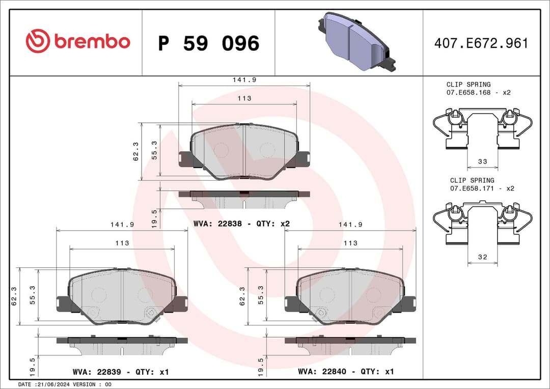 set placute frana,frana disc BREMBO PRIME LINE P 59 096