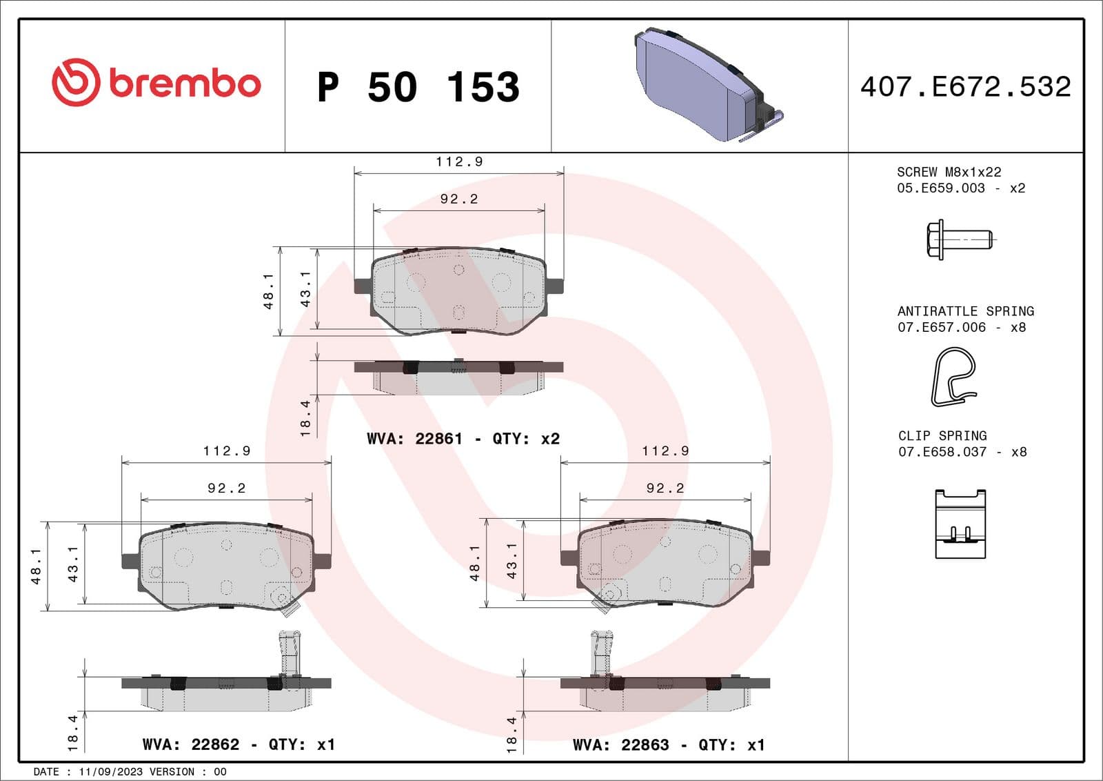 set placute frana,frana disc BREMBO PRIME LINE P 50 153