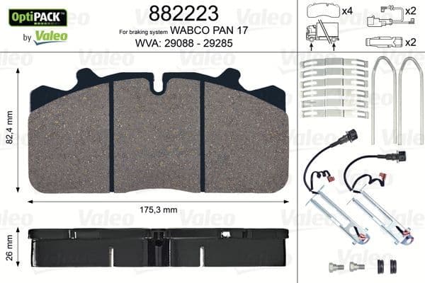 set placute frana,frana disc VALEO OPTIPACK 882223