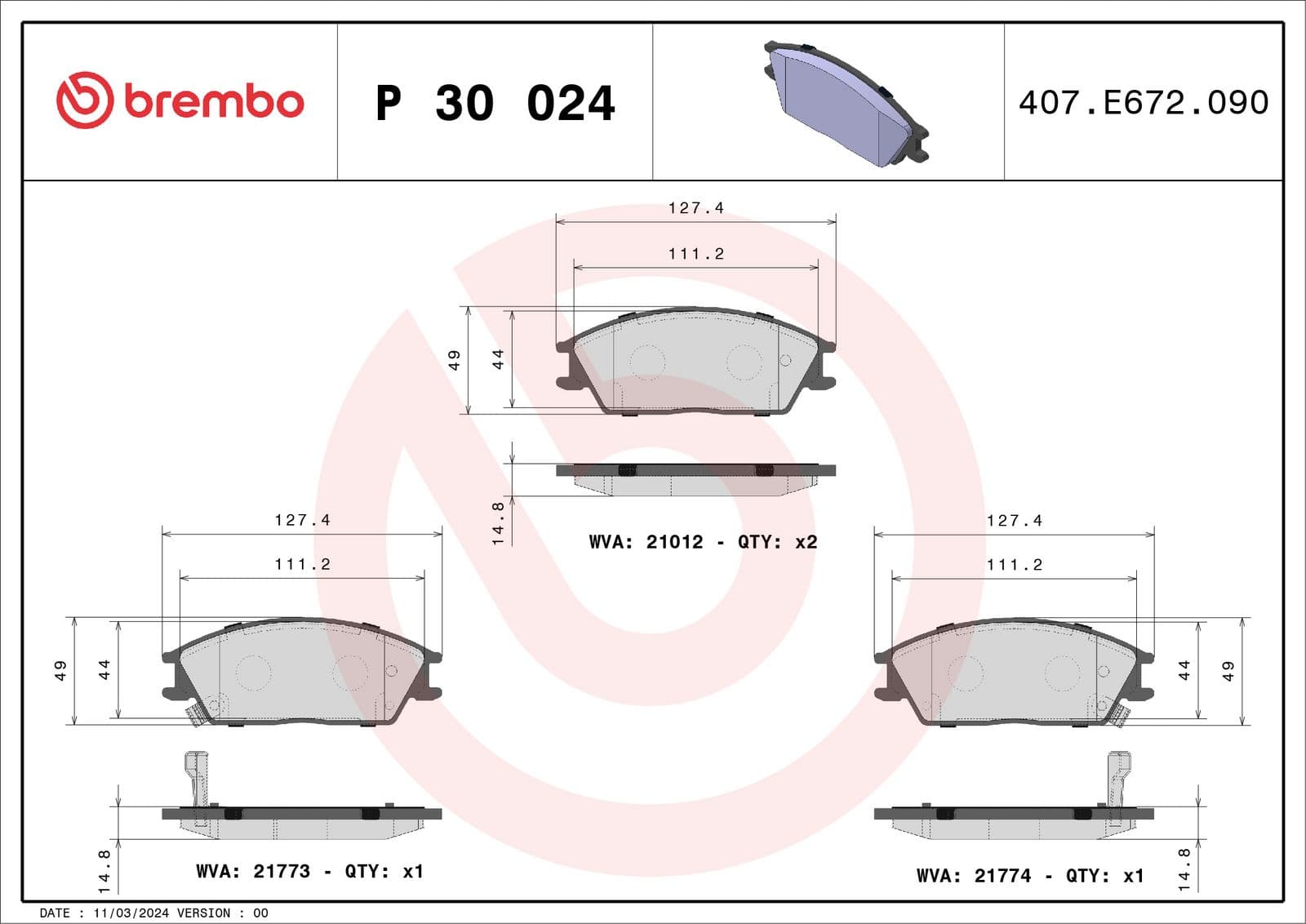 set placute frana,frana disc BREMBO PRIME LINE P 30 024