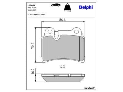 set placute frana,frana disc DELPHI LP2061