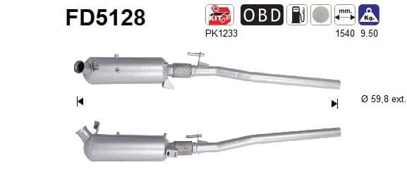 Filtru funingine/particule, sist.de esapament AS FD5128