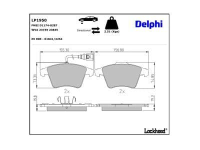 set placute frana,frana disc DELPHI LP1950