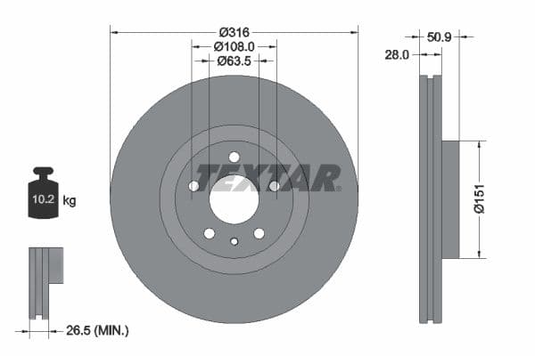 Disc frana TEXTAR PRO 92309603