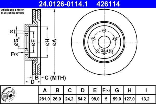 Disc frana ATE 24.0126-0114.1