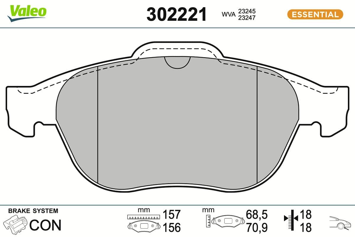set placute frana,frana disc VALEO ESSENTIAL 302221