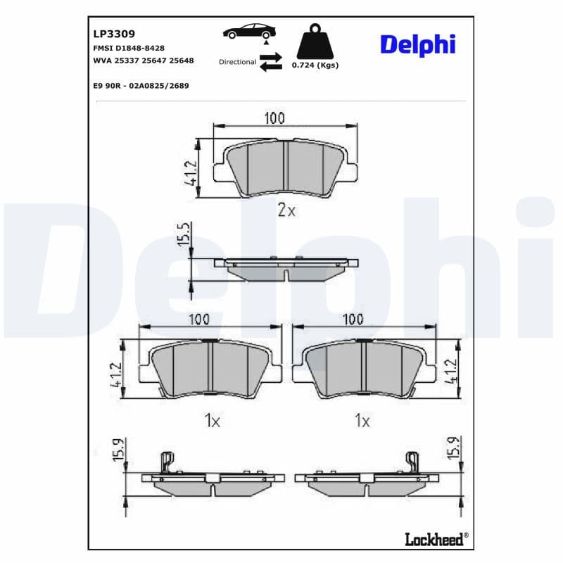 set placute frana,frana disc DELPHI LP3309