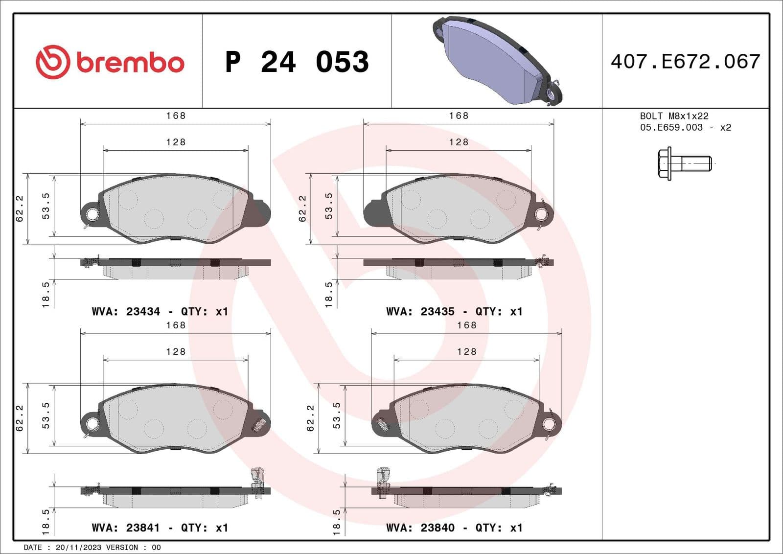 set placute frana,frana disc BREMBO PRIME LINE P 24 053