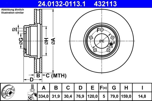 Disc frana ATE 24.0132-0113.1