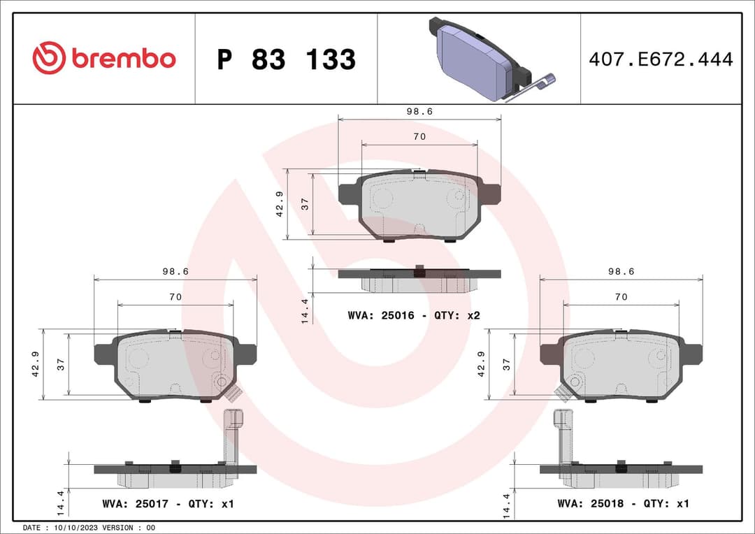set placute frana,frana disc BREMBO PRIME LINE P 83 133