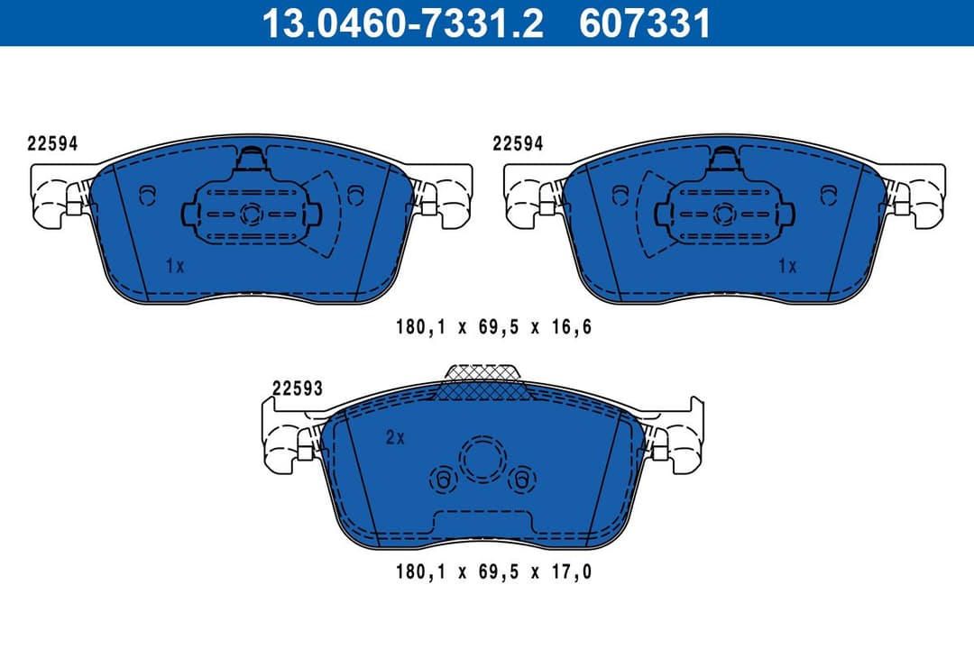 set placute frana,frana disc ATE 13.0460-7331.2