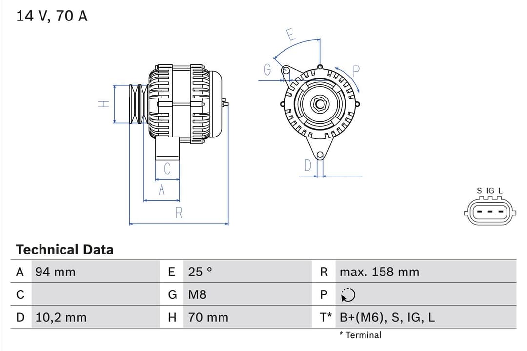 Generator / Alternator BOSCH 0 986 045 891