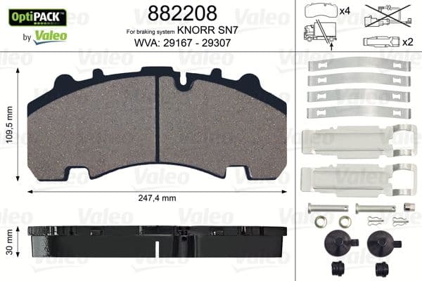 set placute frana,frana disc VALEO OPTIPACK 882208