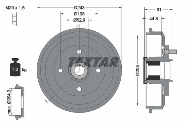 Tambur frana TEXTAR 94041300
