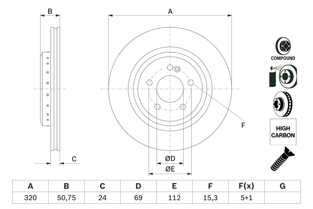 Disc frana BOSCH 0 986 479 G36