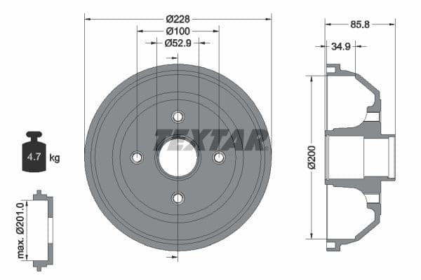 Tambur frana TEXTAR 94024100