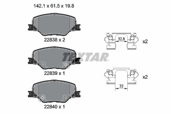 set placute frana,frana disc TEXTAR Q+ 2283801