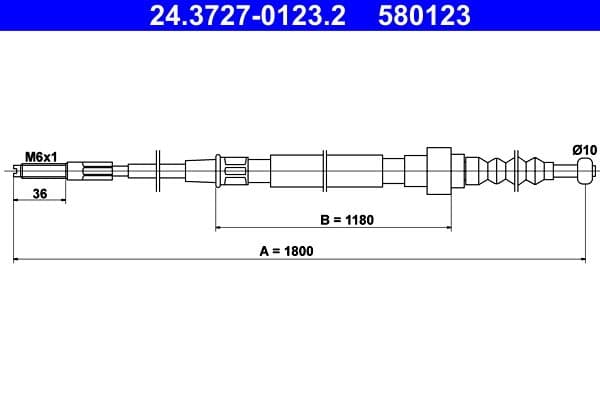 Cablu, frana de parcare ATE 24.3727-0123.2